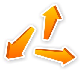 set of orange 3D arrow stickers