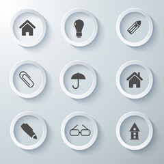 Icon Set collection White 3d icons 3d icons vector illustration 
