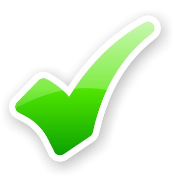 sticker of green glossy check mark