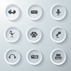 Icon Set collection White 3d icons 3d icons vector illustration 