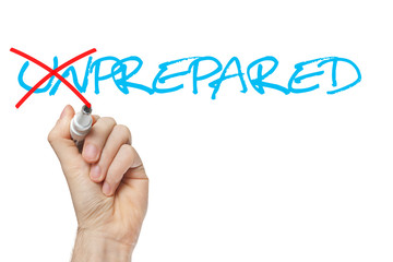 Fototapeta premium Hand turning the word Unprepared into Prepared