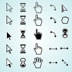 Cursor Arrow. Hourglass. Hand. Rotate. Scale. Set. Vector