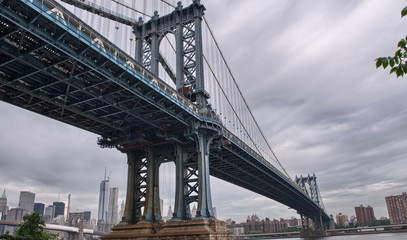 Fototapeta na wymiar Metallic structure of Manhattan Bridge, New York City