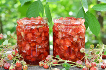 Strawberry jam cooked at home