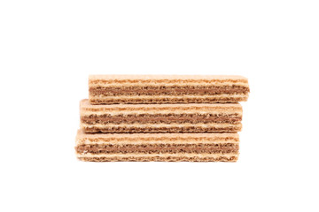 Stack of three chocolate wafers.