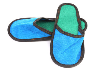 bright blue slippers