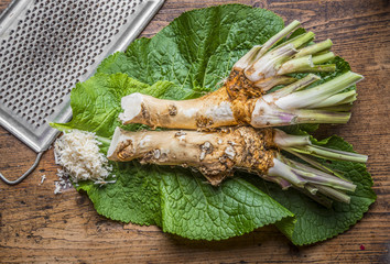 grated horseradish on a table