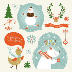 set of christmas and new year's graphic elements