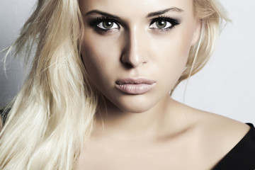 beautiful blond girl with green eyes.beauty woman