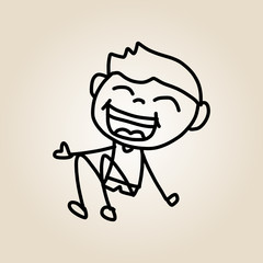 hand drawing cartoon happy kids