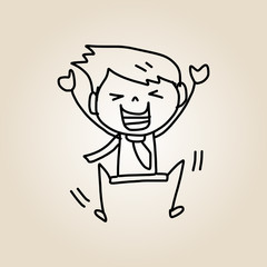 hand drawing cartoon happy kids