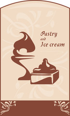 Pastry and ice cream. Label for design