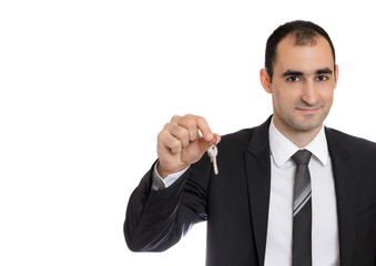Businessman holding keys