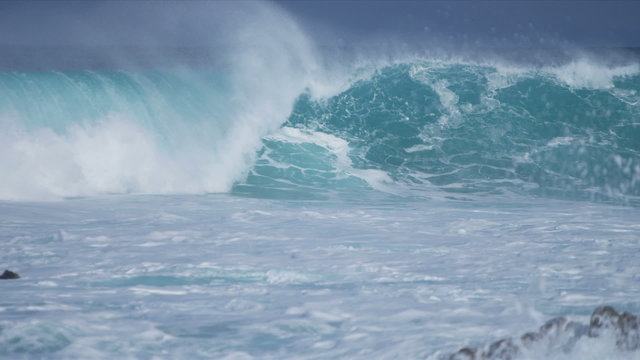 Slow Motion Giant Breaking Ocean Waves 