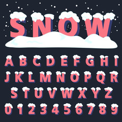 Retro type font with snow