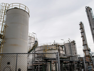 storage tanks in oil refinery