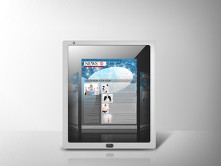 illustration of tablet pc with news app