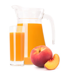 Peach fruit juice in glass jug