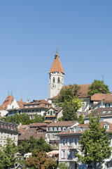 Obraz premium Thun, Altstadt, Stadtkirche, Kirche, Thunersee, Schweiz