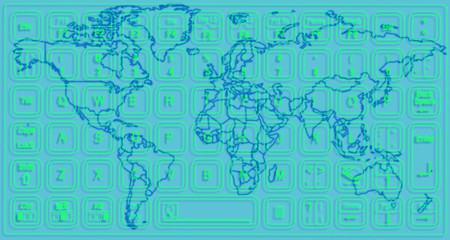 Fototapeta na wymiar World map and keyboard