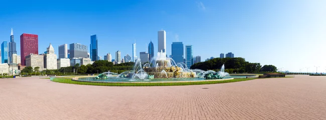 Foto op Aluminium fountain in chicago downtown © maksymowicz