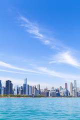Fototapeta na wymiar Chicago Skyline With Blue Clear Sky