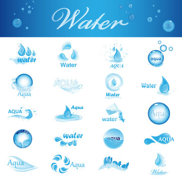 Water And Drop Icons - Set - Isolated On White Background