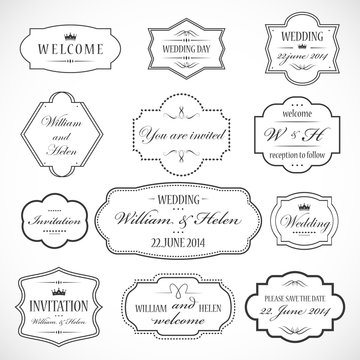 Frames And Labels Set - Isolated On Gray Background