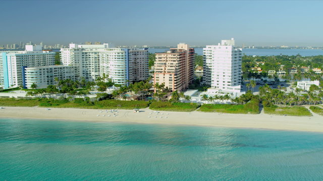 Aerial view Miami Beach hotels, USA