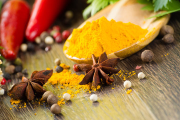 close-up of Asian spices