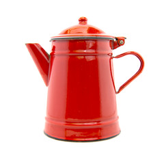 Red kettle isolated on white