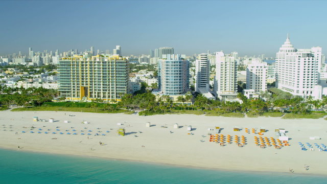 Aerial view Art Deco hotels, Miami