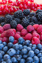 bluberry, raspberry, blackberry and red currrunt