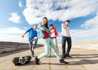 group of teenagers dancing