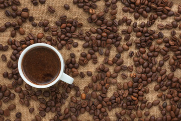Freshly brewed coffee costs on sacking