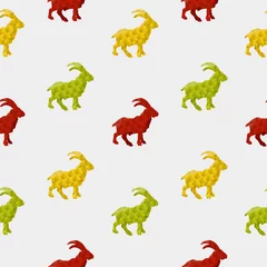 Deurstickers Geometrische dieren Abstracte geit geïsoleerd op een witte achtergrond. Naadloos patroon
