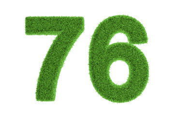 Number 76 with a green grass texture