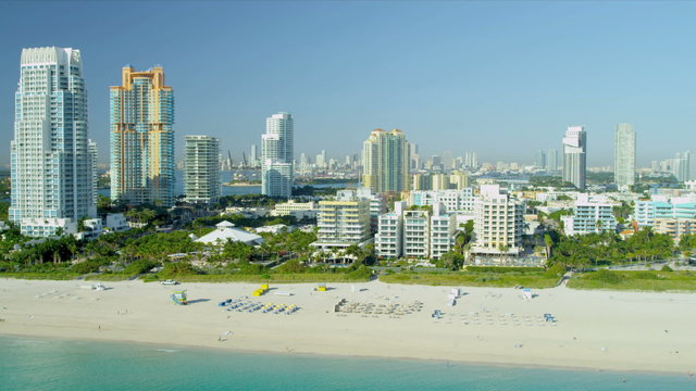 Aerial view South Pointe Park Miami