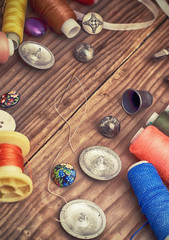 button and threads for sewing and embroidery