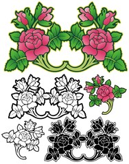 art nouveau style pink roses with variations