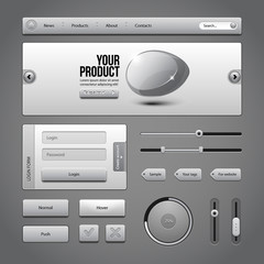 Gray UI Controls Web Elements 3