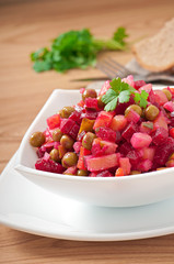 Traditional Russian salad of beetroot