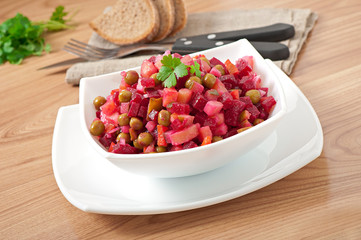 Traditional Russian salad of beetroot