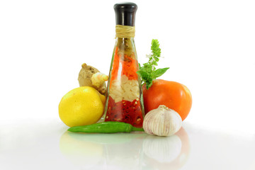 lemon tomato garlic chili ginger and basil