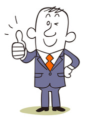 ビジネスマン　サムズアップ