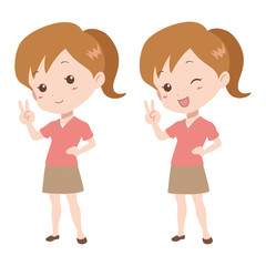 女の子/Vサイン