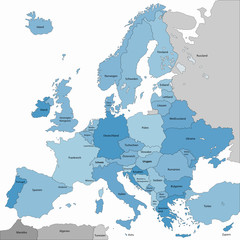 europa in blau - obrazy, fototapety, plakaty