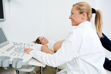 Woman Getting Ultrasound From Doctor