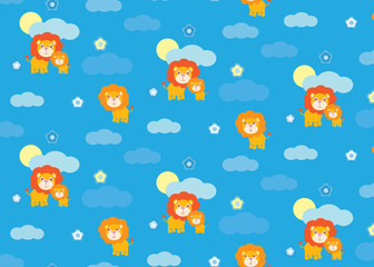 Baby lion seamless pattern