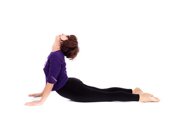 Woman performing yoga exercises